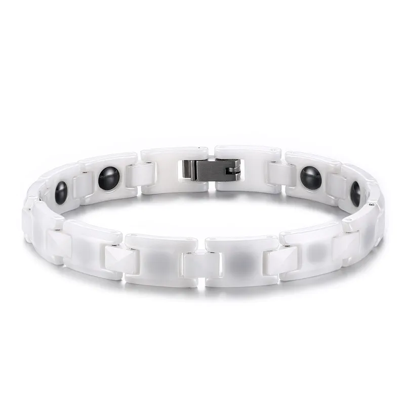 Custom Jewelry Simple Magnetic Ceramic White Lady Bracelets CBRM-006