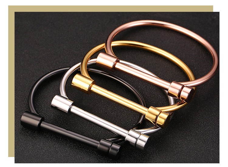 product-KeKe-Supplier Wholesale Personality titanium steel gold D-shaped stainless steel ladies brac