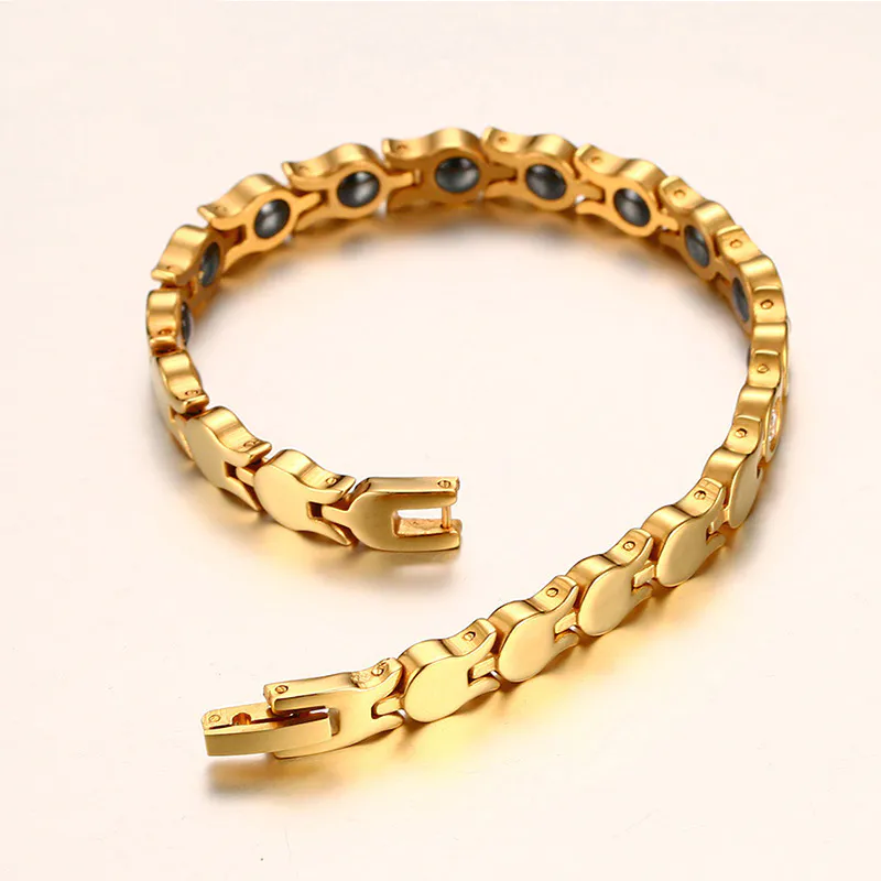 Korean Version of Zircon Inlaid Black Stone Gold Bracelet for Women SBRM-102