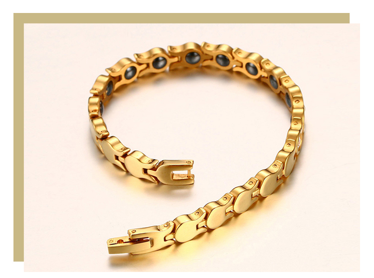 product-KeKe-High Quality Korean version of zircon inlaid black stone stainless steel gold bracelet 