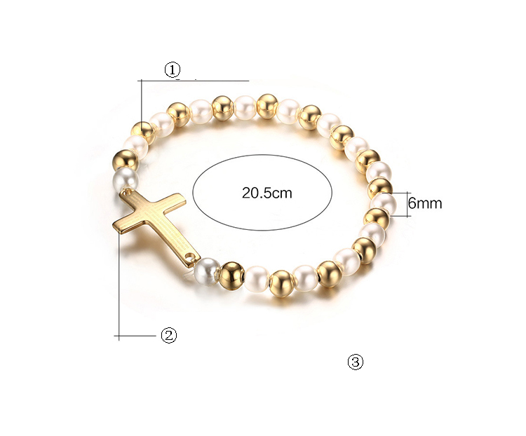 product-KeKe-Factory direct appearance of beautiful Stainless Steel Beads Gold Cross Student Bracele