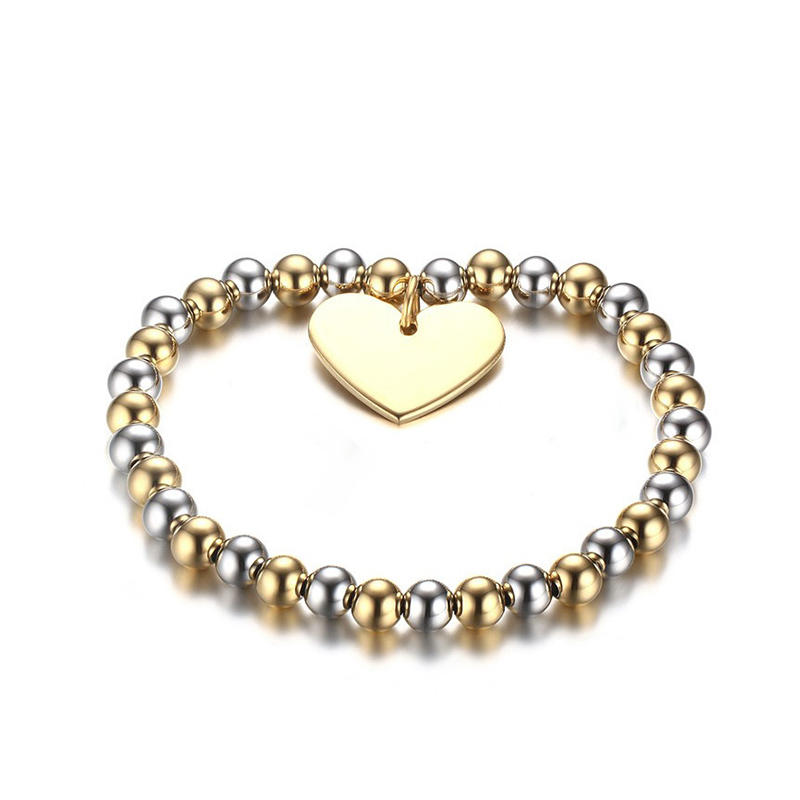 Wholesale 21CM Stainless Steel Heart-shaped Diamond Ladies Bracelet BR-274