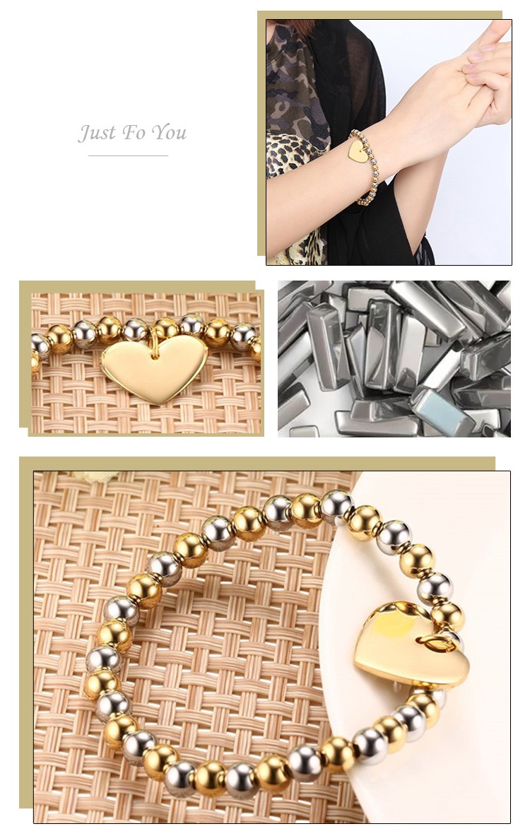 product-Wholesale High Quality 21CM stainless steel heart-shaped diamond ladies bracelet BR-086-KeKe