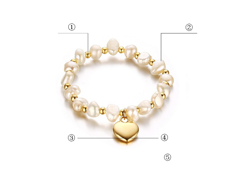 product-Spot wholesale European and American style 165CM stainless steel heart-shaped pearl gold lad