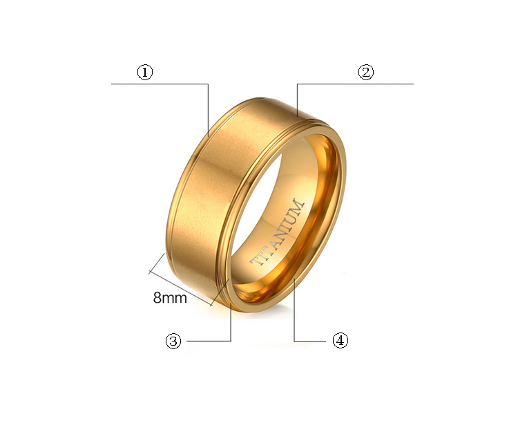 product-KeKe-8MM Brushed Titanium Ring Electroplated Gold Ring European and American Style TR-015-im