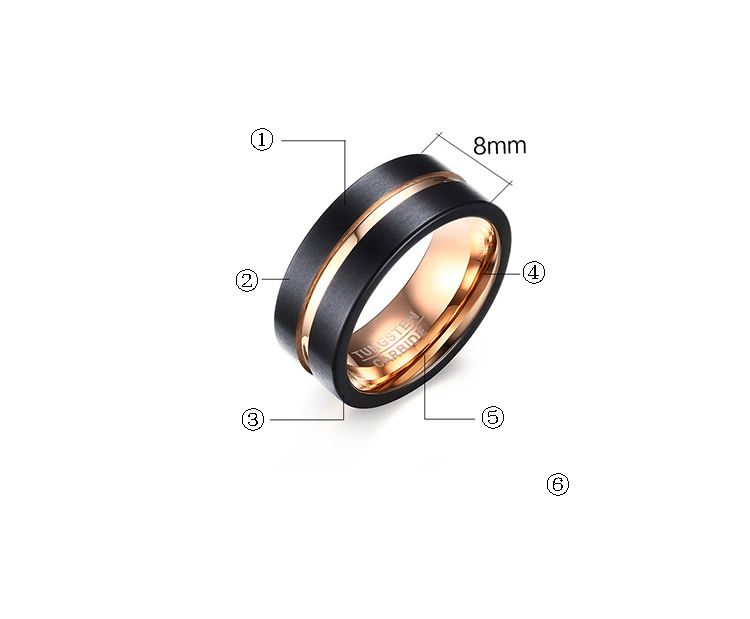 product-KeKe-Wholesale Tungsten Steel Rose Ring Black Groove Mens Ring Jewelry Wholesale TCR-038-img