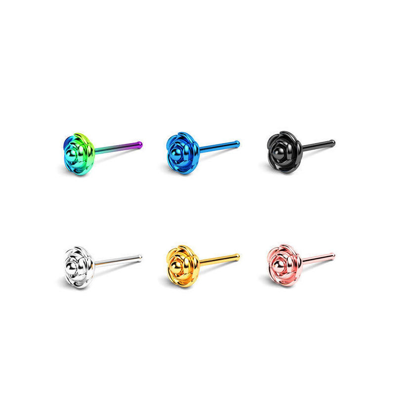 Wholesale Nose Nail Rose Flower Shaped Body Piercing Jewelry 316 7