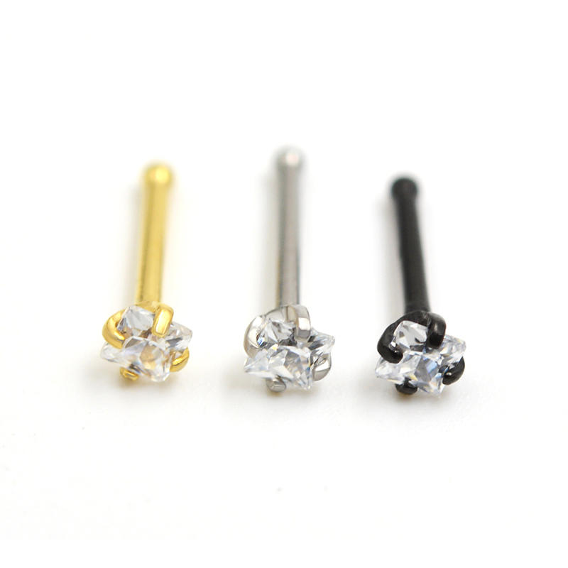 Wholesale Square Rhombus Navel Button Nose Nail 925 Silver 8