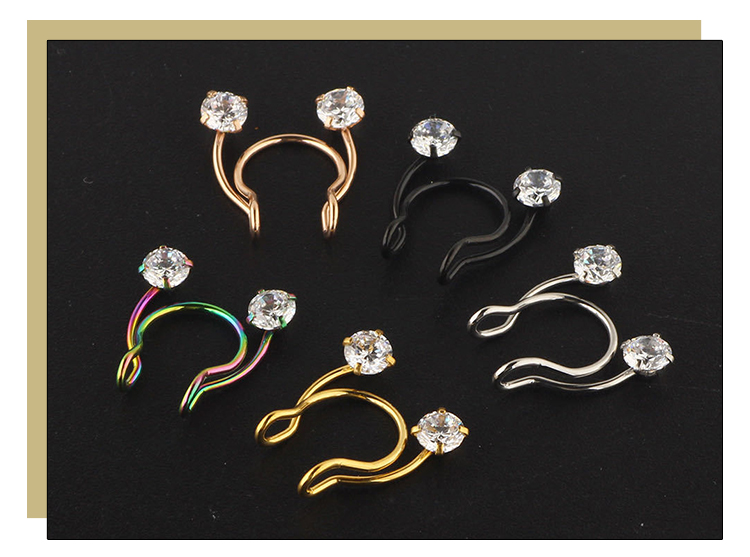 product-KeKe-Supplier Wholesale Multi-color stainless steel antlers inlaid zircon nose ring fake pie