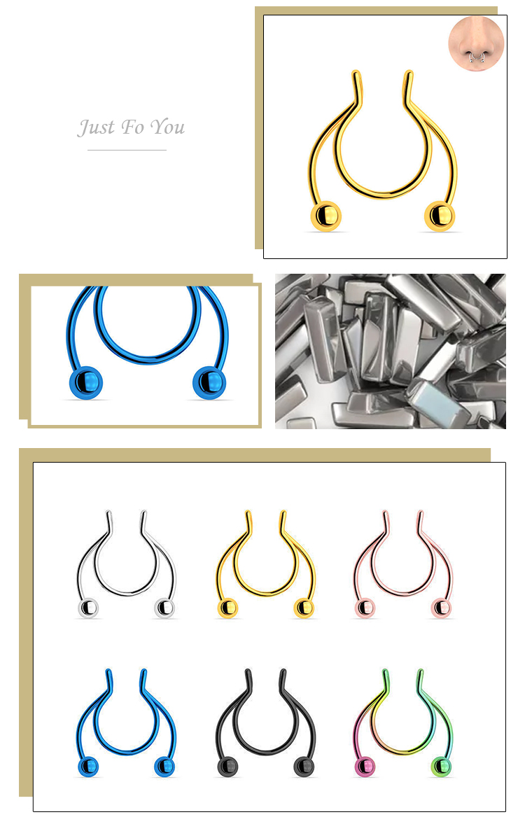product-Factory direct European and American simple stainless steel antler nose ring earrings human 