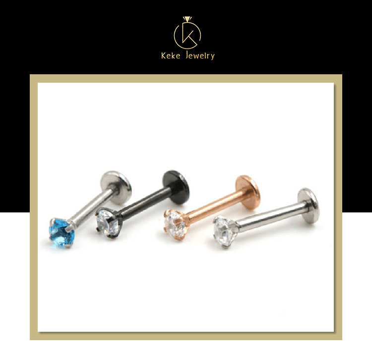 product-KeKe-European and American style stainless steel piercing jewelry inlaid diamond lip studs u