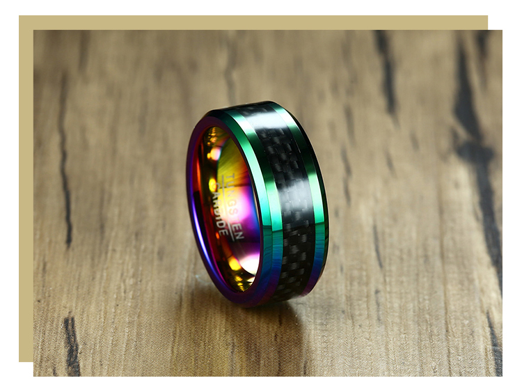 product-KeKe-Wholesale Luxurious Design 8MM Carbon Fiber Color Mens Ring TCR-068-img
