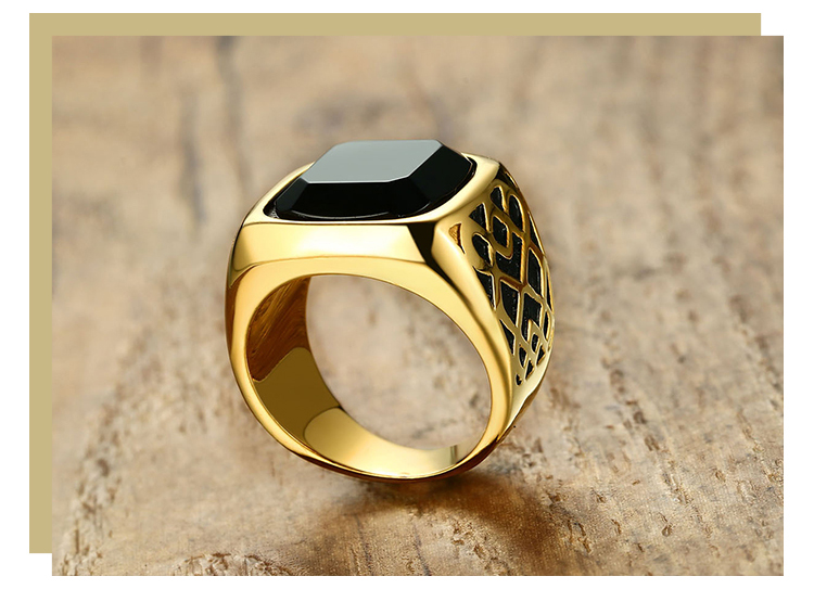 product-KeKe-Mature men wear a 175mm vacuum gold-plated ring with agate RC-396G-img