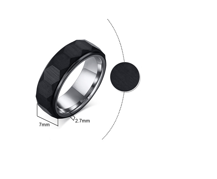 product-Wholesale jewelry 8MM geometric hexagon element black tungsten steel mens ring TCR-079-KeKe-