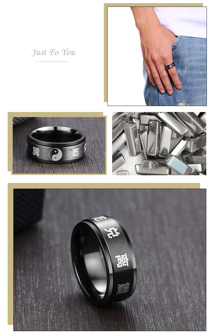 product-Wholesale High-end custom Chinese Gossip Elements Titanium Steel Black Mens Ring R-394B-KeKe