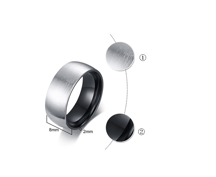 product-Wholesale customizable text 8MM stainless steel black brushed mens ring R-415BS-KeKe-img