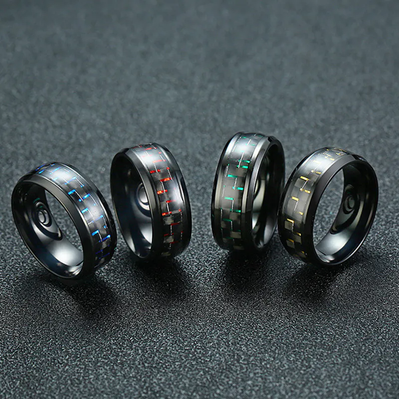 Custom European and American Titanium Steel Blue Men's Ring R-151