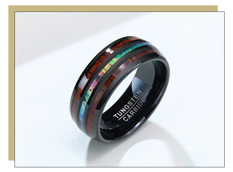 product-European and American fashion jewelry wholesale color and wood grain design black tungsten s