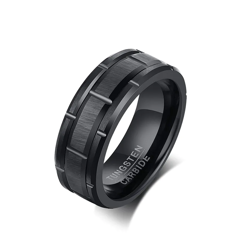 Beautiful Tire Element Design Tungsten Steel Black Men's Ring TCR-094