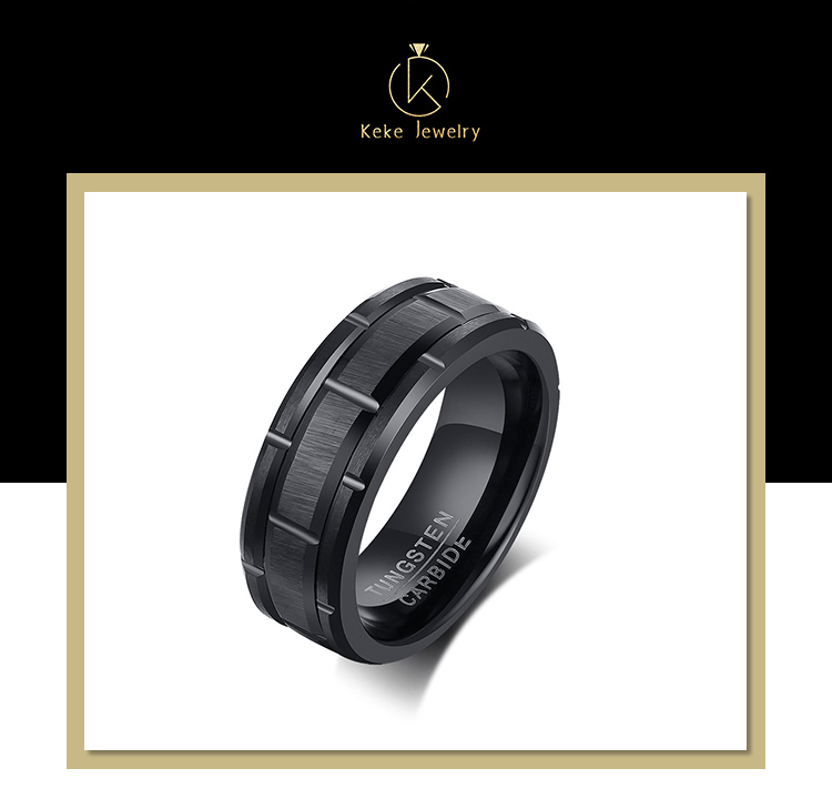 product-Beautiful Tire Element Design Tungsten Steel Black Mens Ring TCR-094-KeKe-img