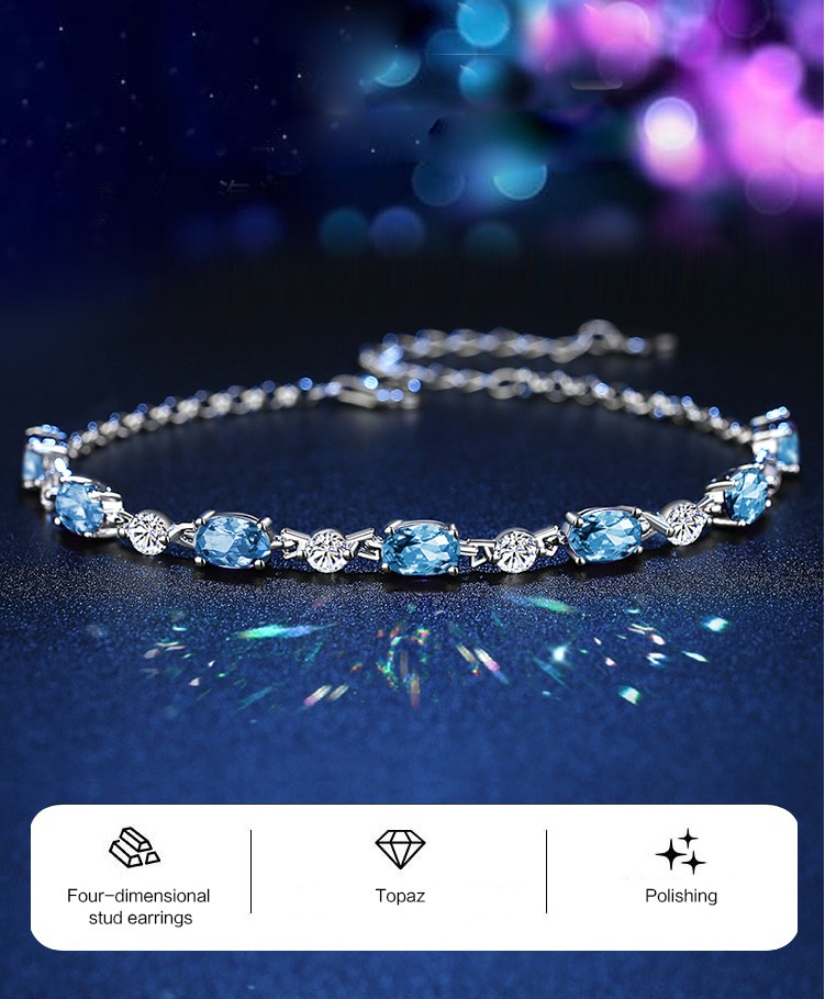 product-KeKe-Ocean’s heart Topaz sterling silver women bracelet simple bosom friend bracelet-img