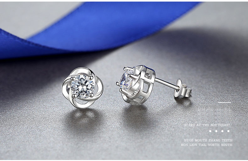product-KeKe-Yotsunoha sterling silver S999 non-allergy stud Charming Japanese and Korean personalit
