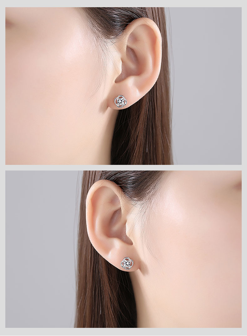 product-Yotsunoha sterling silver S999 non-allergy stud Charming Japanese and Korean personality sty