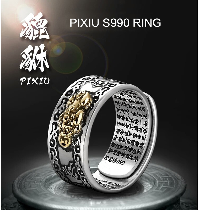product-Pixiu Vintage powerful men Sterling silver S990 couple ring-KeKe-img