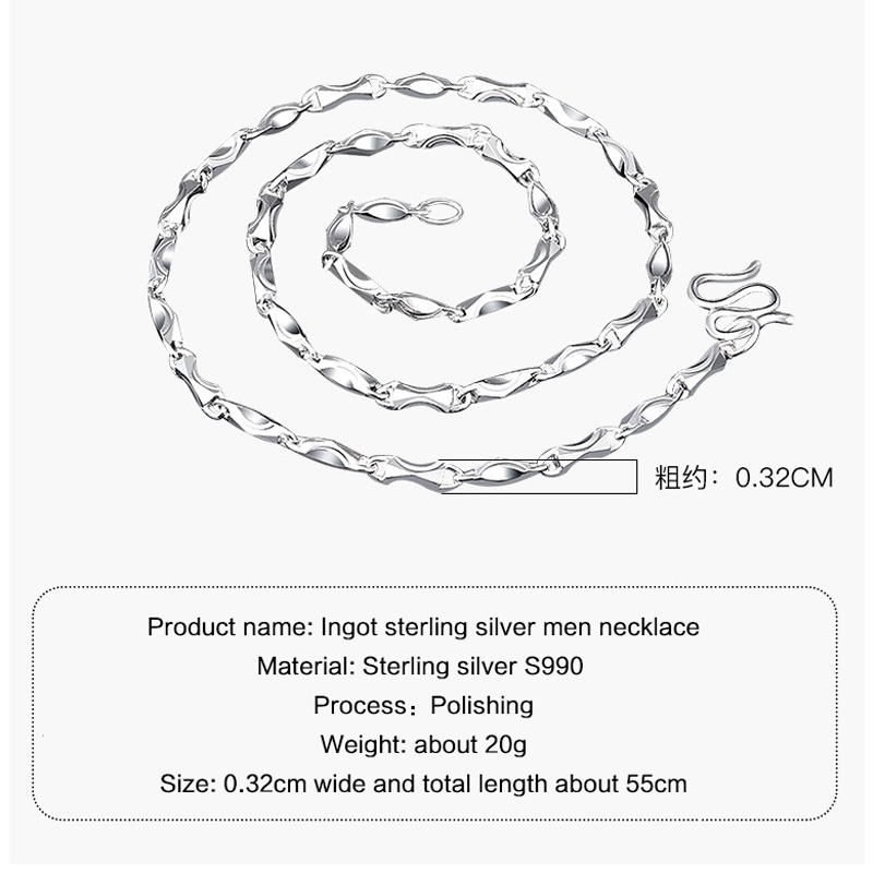 product-sterling silver S999 men necklace Personality fashion style 520 Boyfriend’s gift-KeKe-img-1
