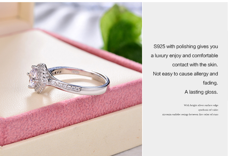 product-Dazzling synthetic zirconia sterling silver S925 women adjustable ring-KeKe-img-1