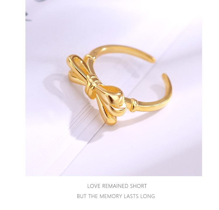 product-KeKe-KR293 Fashion golden bowknot adjustable sterling silver S925 women ring-img