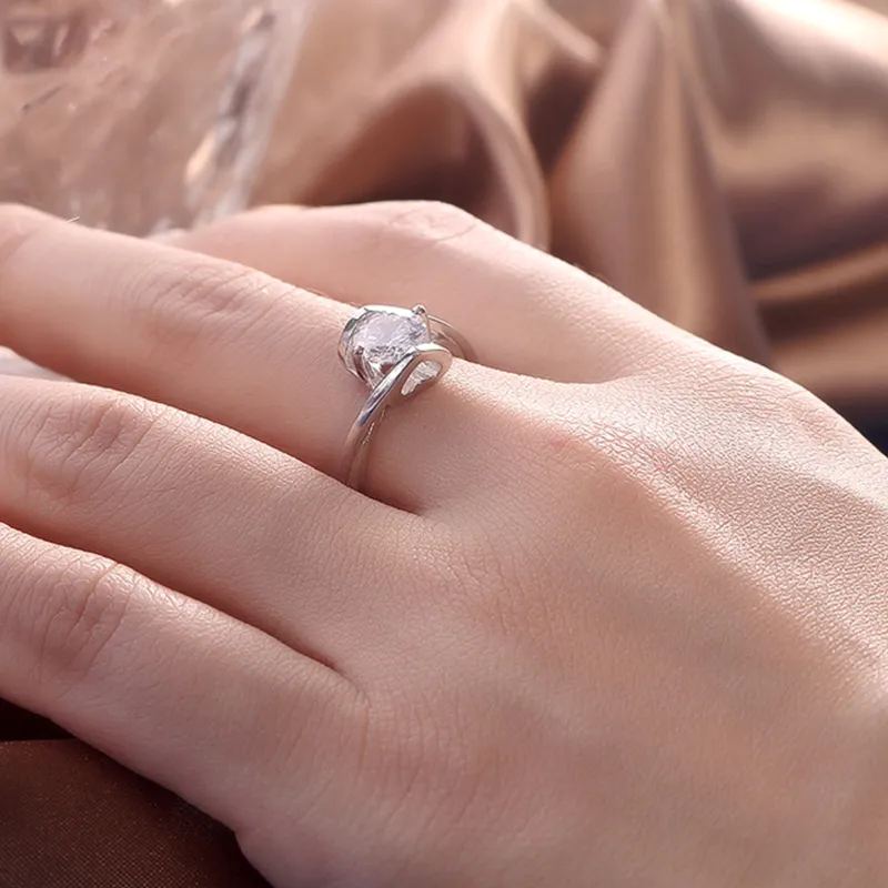 MR366 Fashion simple 1 Karat Moissanite adjustable sterling silver S925 women engagement ring