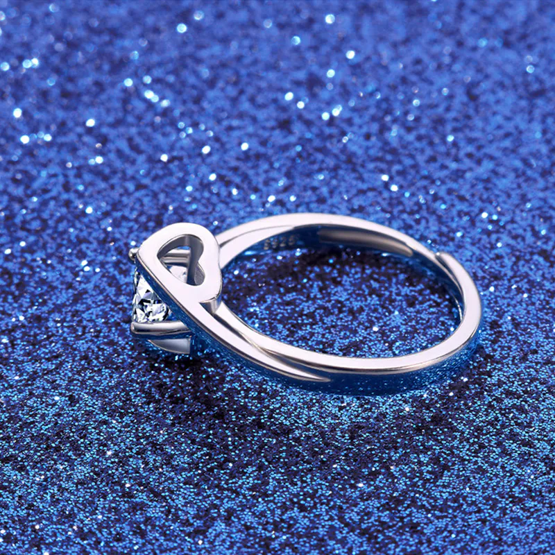 MR366 Fashion simple 1 Karat Moissanite adjustable sterling silver S925 women engagement ring