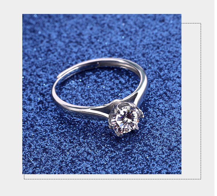 product-KeKe-MR391 Korean style simple Moissanite adjustable sterling silver S925 engagement couple