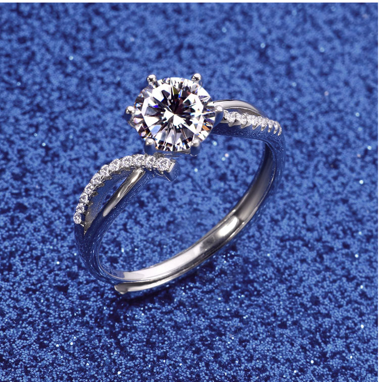 product-KeKe-MR400 Fashion personality Moissanite 6 prong setting adjustable sterling silver S925 w