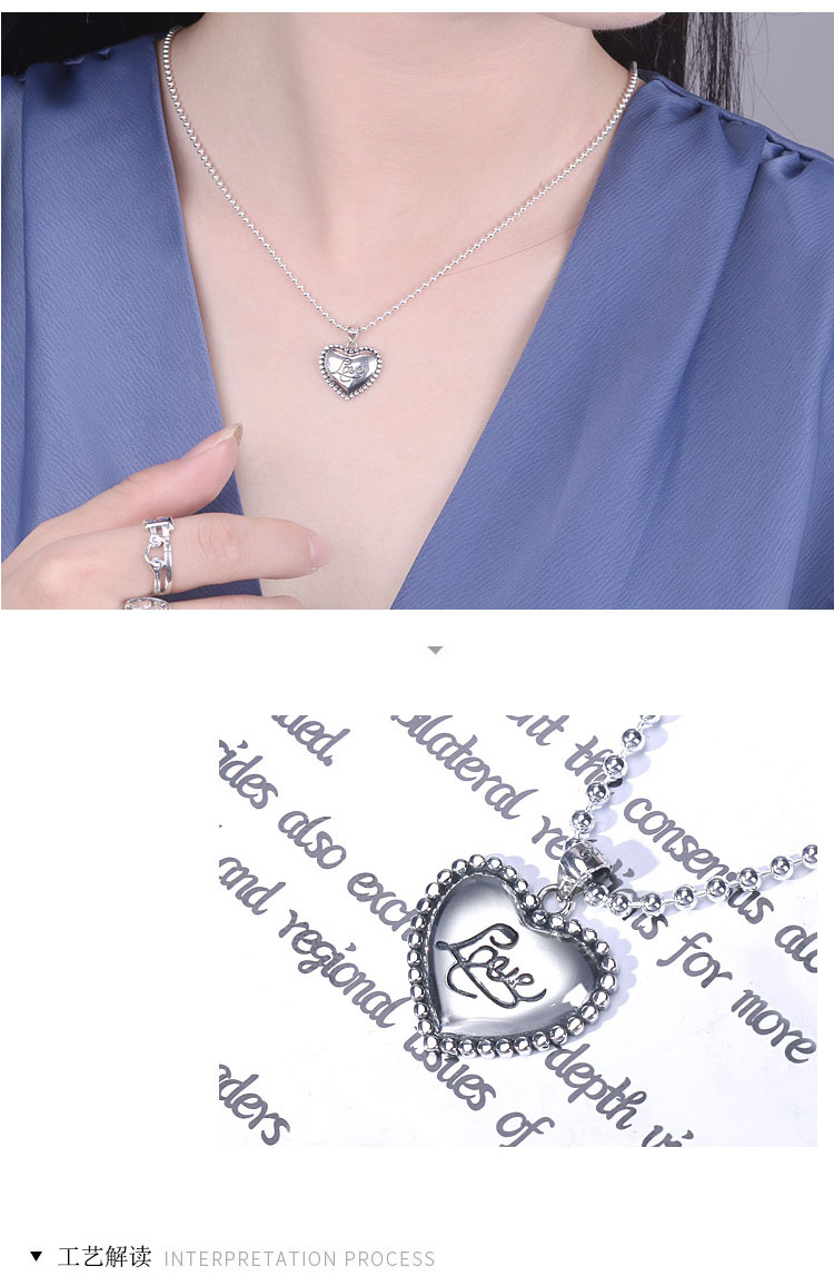 product-KeKe-TN019 Vintage delicate LOVE heart Sterling silver S925 necklace-img