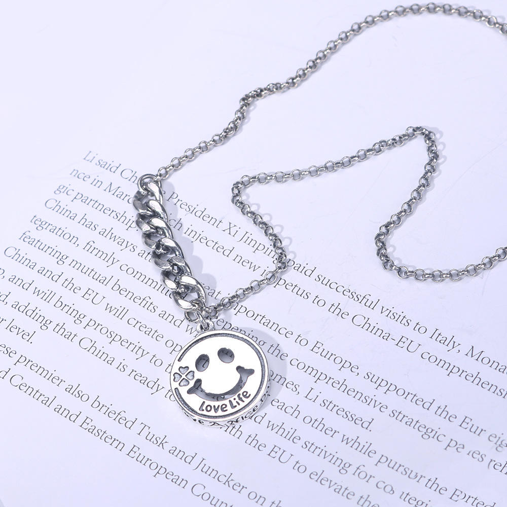 TN035 Korean style personality sterling silver S925 smile necklace