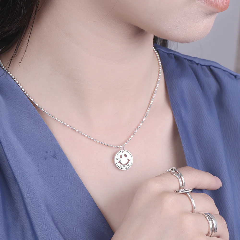 TN040 Personality sterling silver S92 smile women necklace