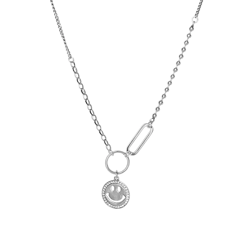 TN041 Korean style vintage sterling silver S925 smile necklace