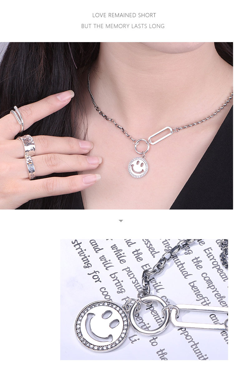 product-TN041 Korean style vintage sterling silver S925 smile necklace-KeKe-img