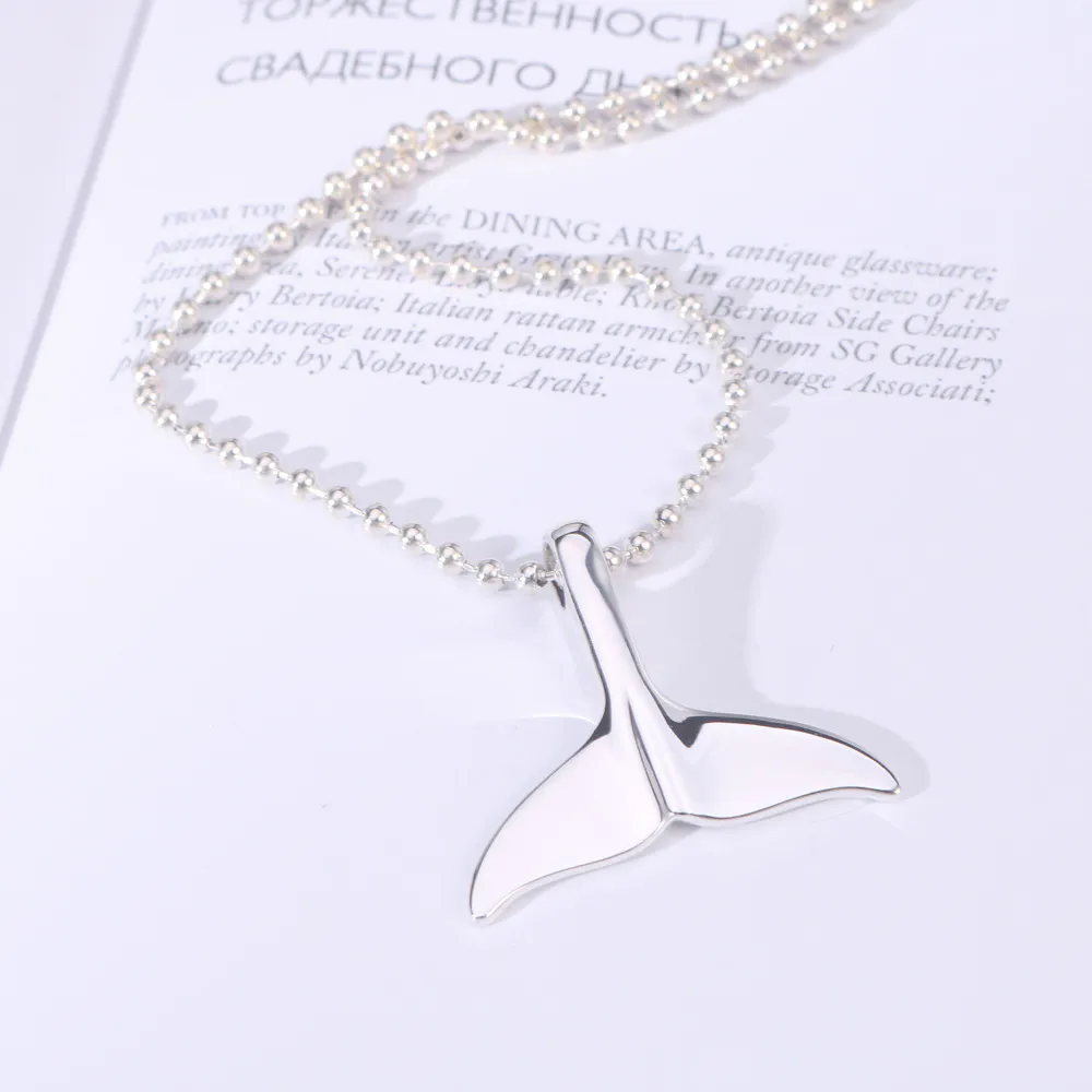 Fashion personality sterling silver S925 whale tail women necklace TN099