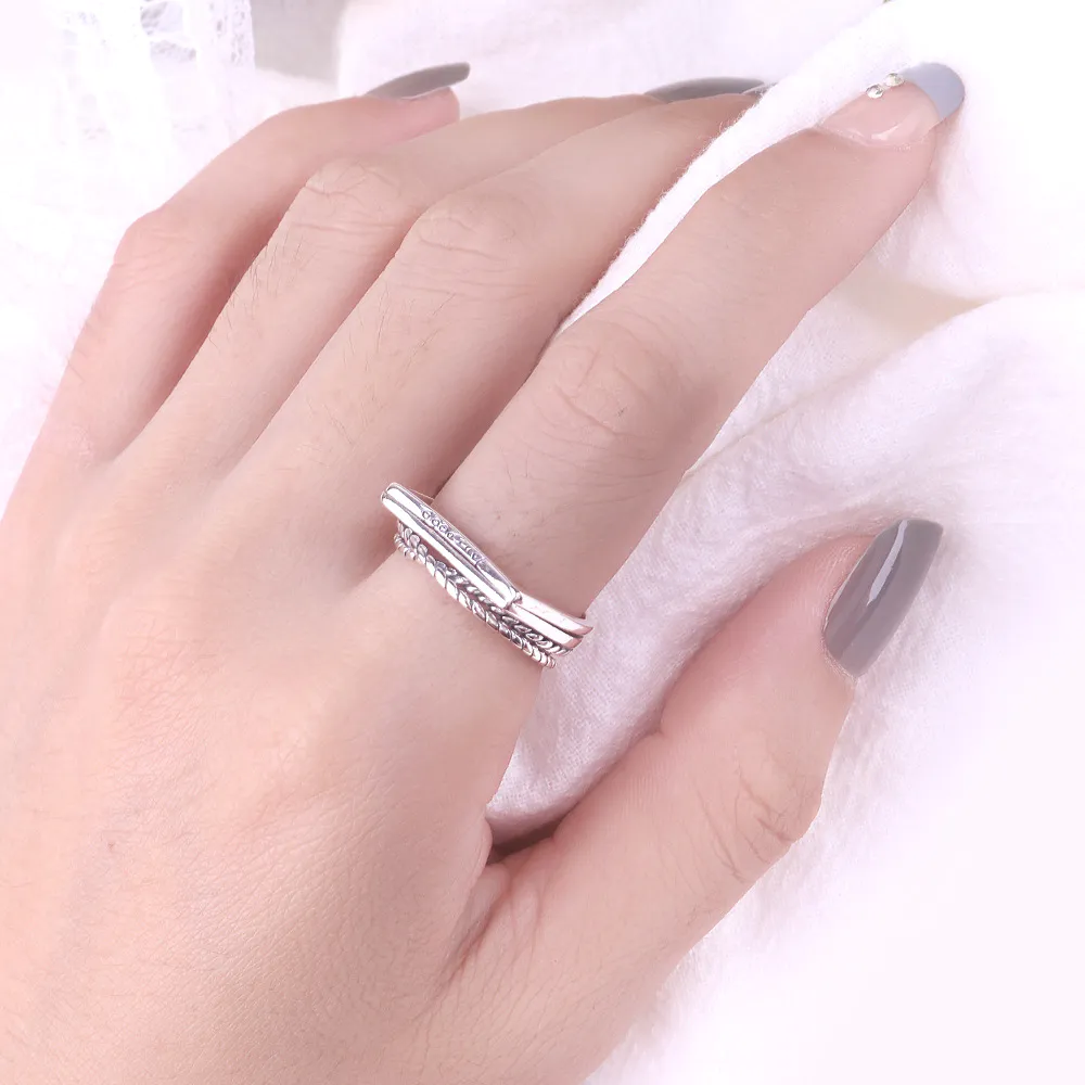 Vintage delicate personality thread adjustable sterling silver S925 women ring TR113