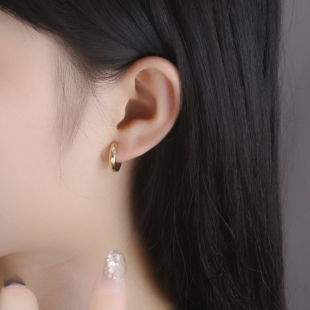 KE018 Korean style high polished irregular simple sterling silver S925 earrings