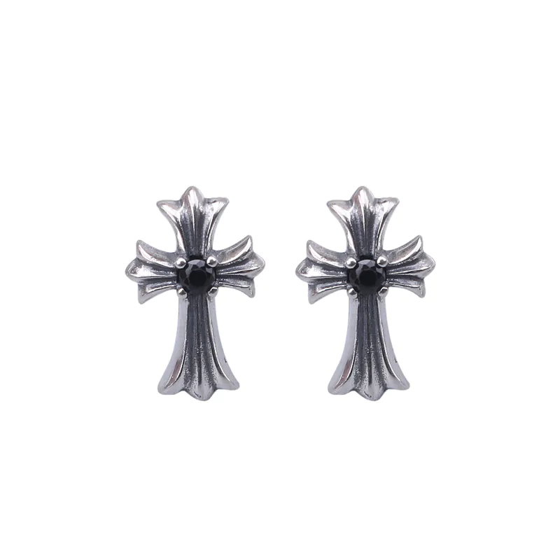 TE014 Fashion vintage sterling silver S925 cross women earrings