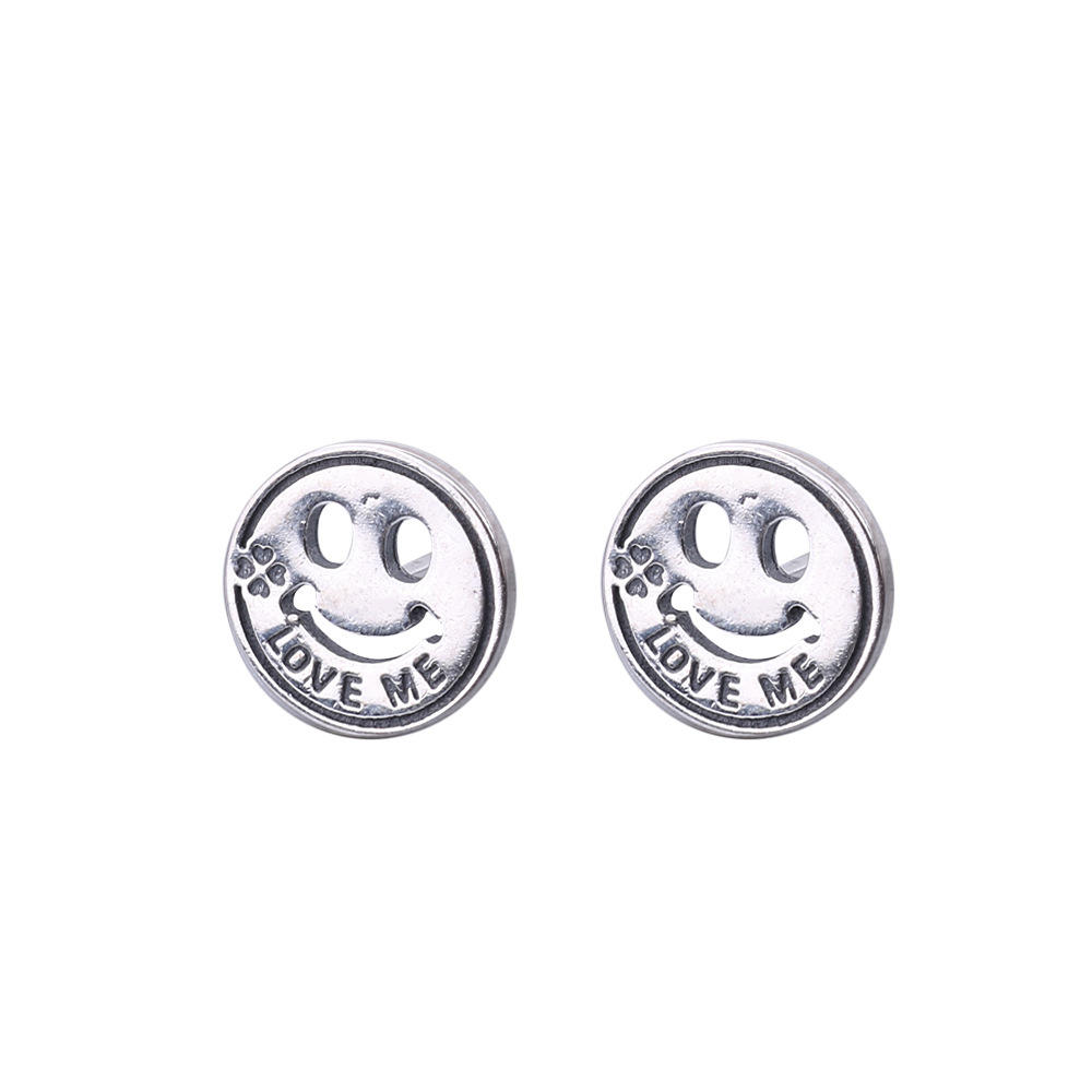 Korean style simple sterling silver S925 smile stud earrings TE005