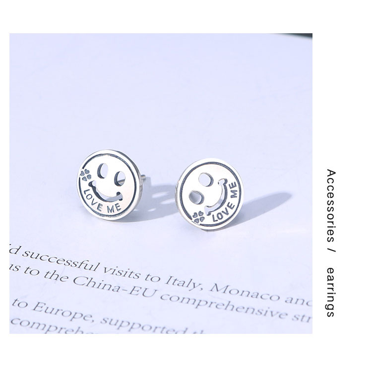 product-KeKe-Korean style simple sterling silver S925 smile stud earrings TE005-img